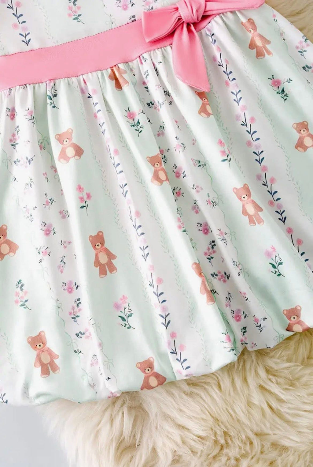 Teddy Bear Dress with Pink Bow