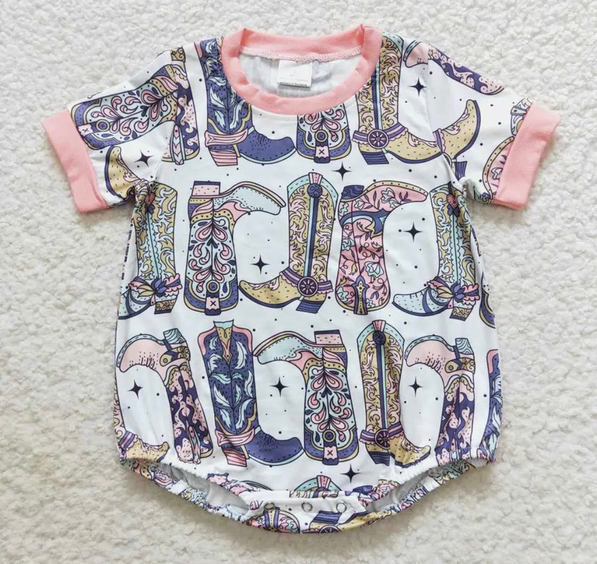 Western Boots Pink Romper