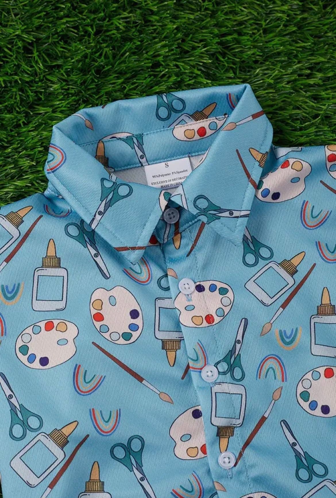 Art Printed Button Up